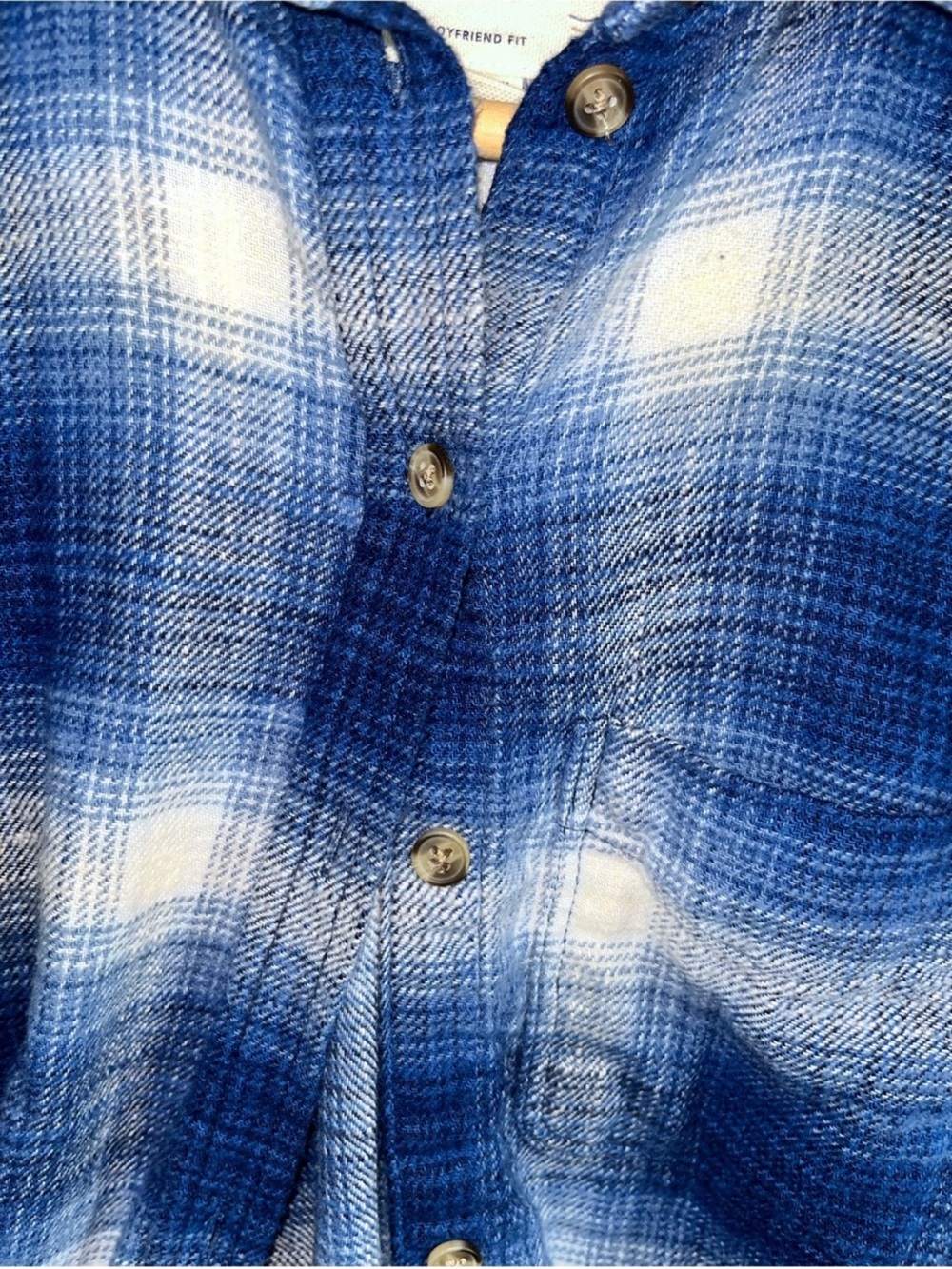 American Eagle Ahh Mazingly Soft Plaid Flannel Shirt XS Boyfriend Fit - Picture 2 of 4